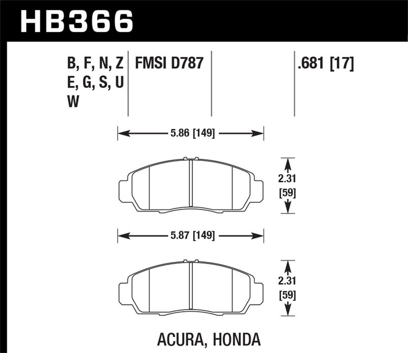 Hawk Performance HB366F.681 HPS Performance Ceramic Brake Pad - Image 3